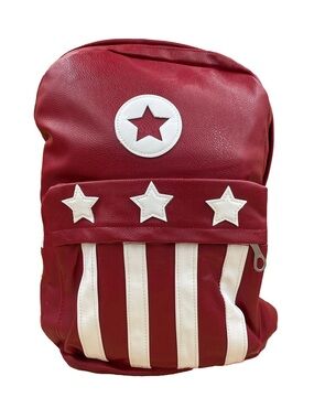 Red Star Stripe Kids Backpack with White Accents